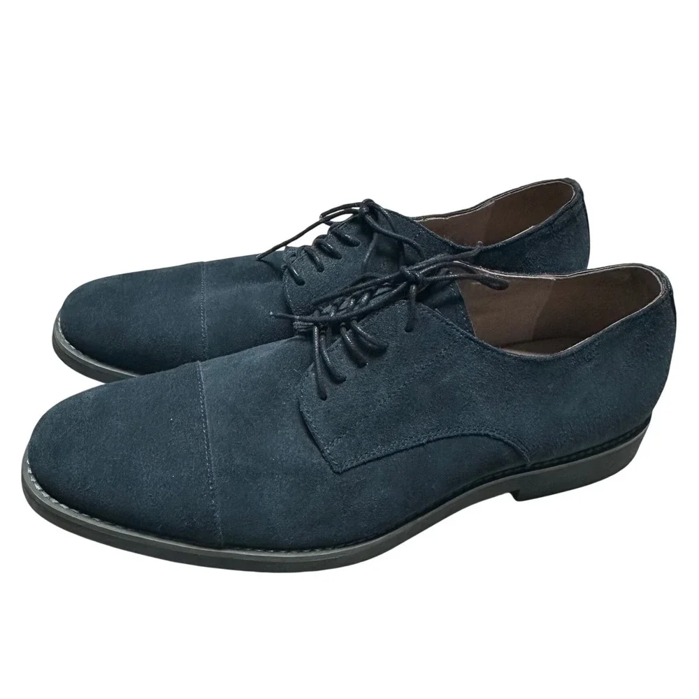 Banana Republic Mens Navy Blue Suede Cap Toe Derby Shoes Size 11.5 M